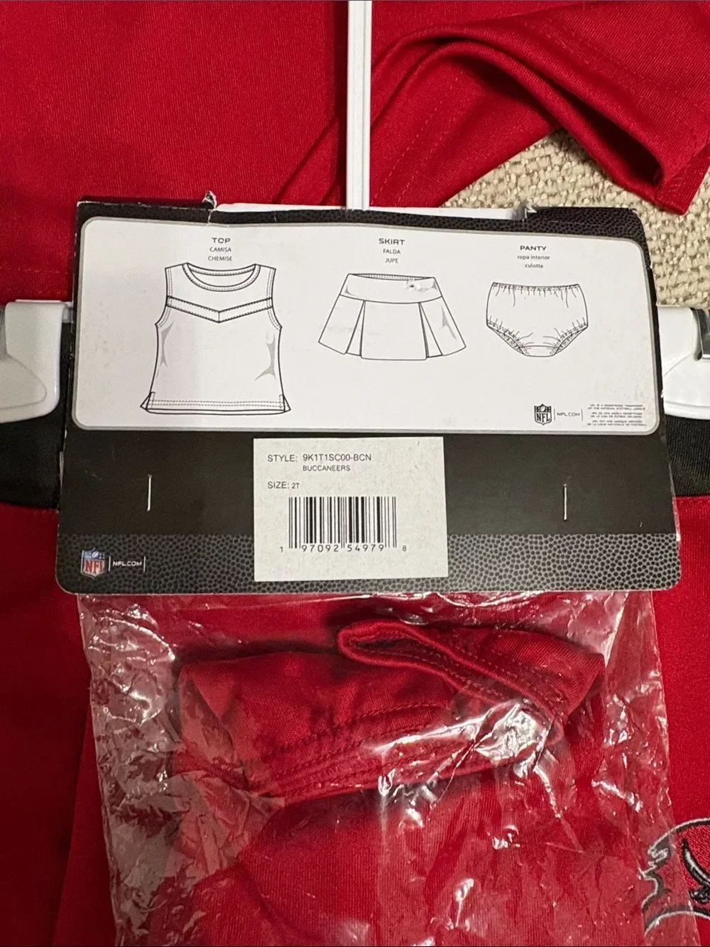 NFL Red and Black Buccaneers Cheerleader Outfit for Kids size 2T
